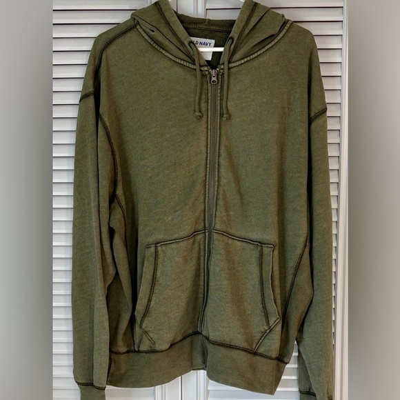 Old Navy Tops - Old Navy Khaku Green Oversized Hoodie with Zipper Women’s Medium